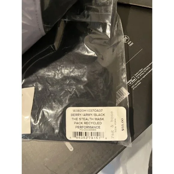 rag & bone The Stealth Face Mask 3-Pack Berry/Army/Black BNWT Lot Of 1,000 Packs - Picture 2 of 2